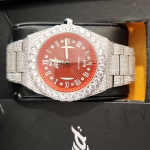 GLD ALPHAERA mens Cuban diamond silver watch
